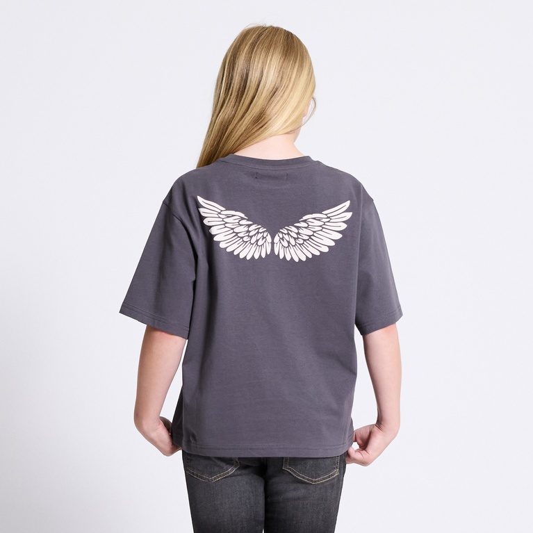 Boxy printed tee "Sissela" Grey